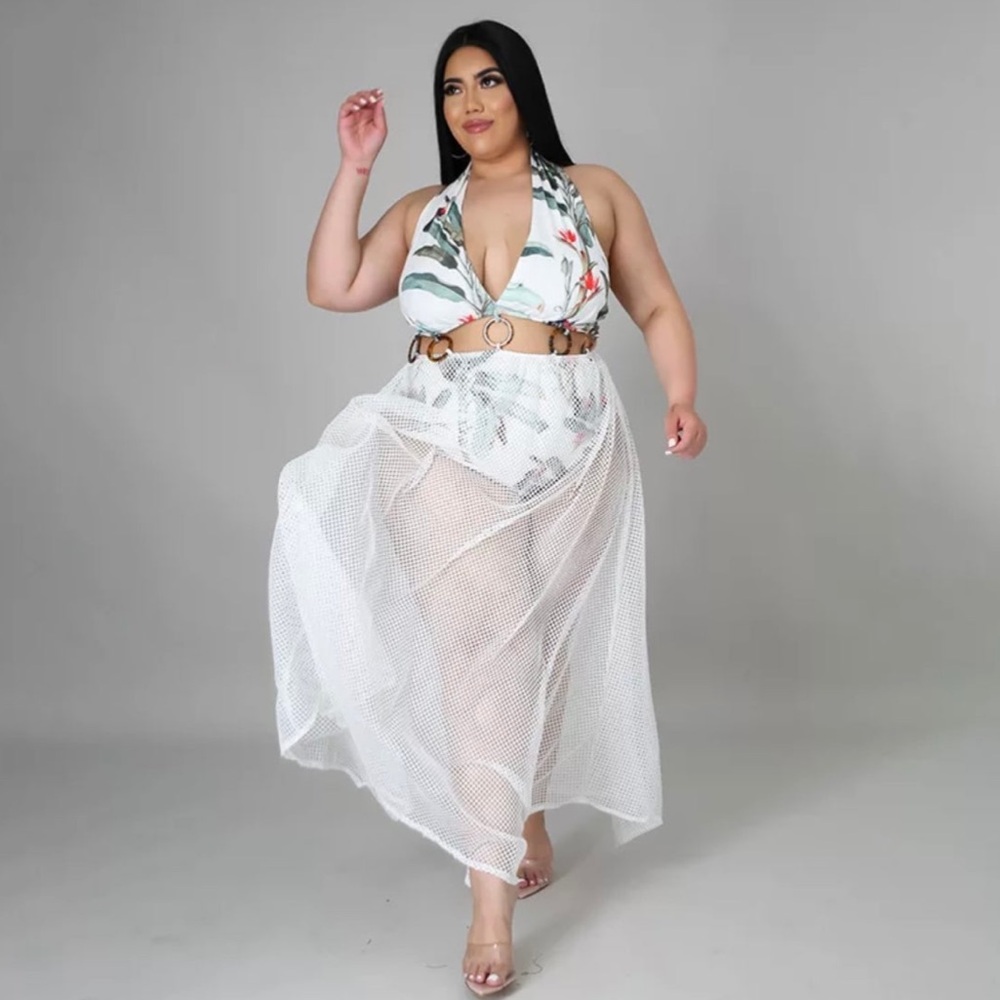 Plus size bathing suit mesh dress